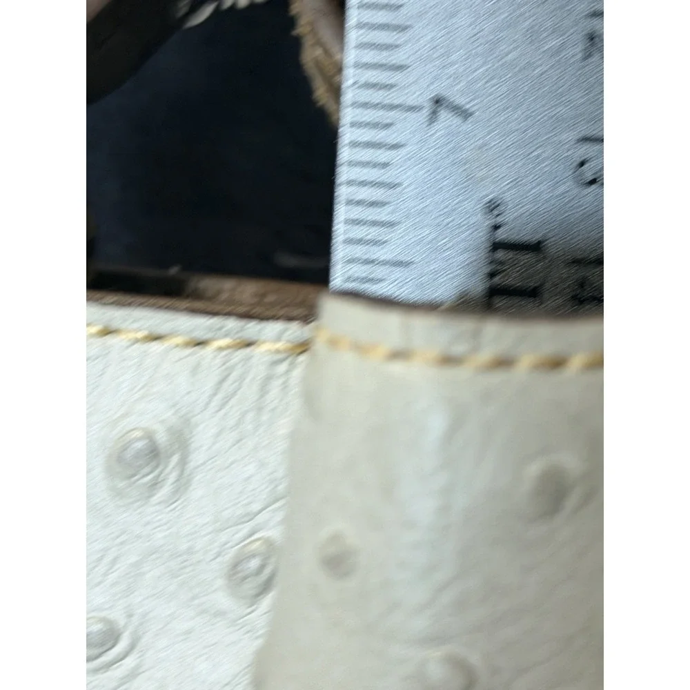 Dooney & Bourke Ostrich Embossed Leather Satchel Crossbody Gray Bag (A2961)